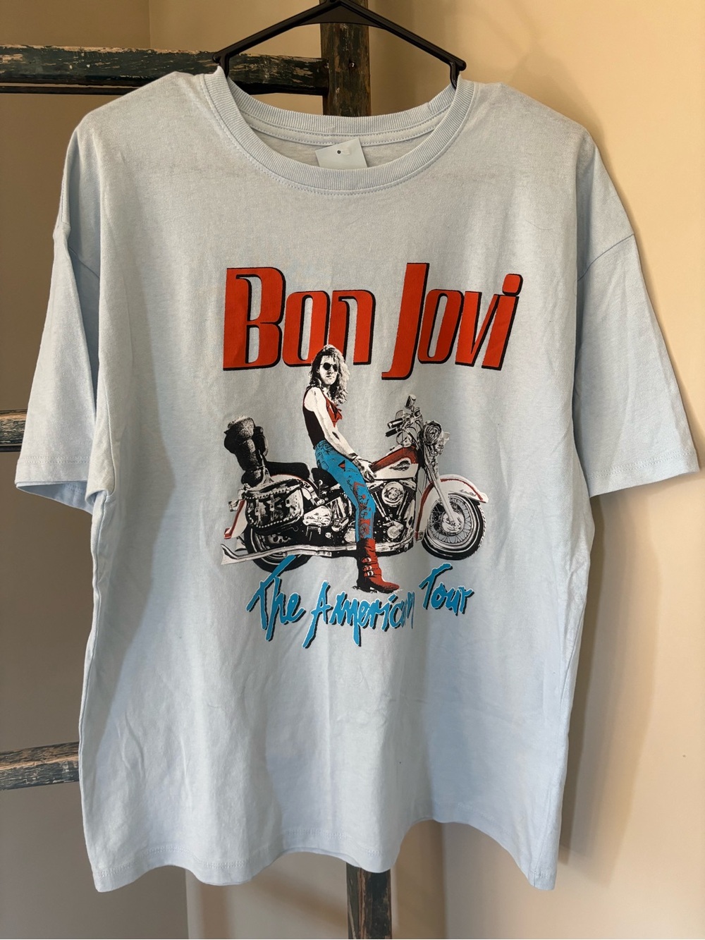 Bon Jovi The American Tour Light Blue Graphic Tee